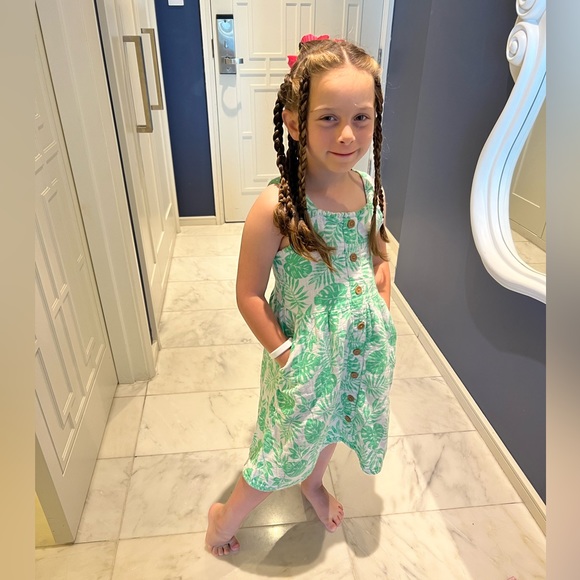 Lilly Pulitzer - Girls Green Tropical Dress with Pockets - - Picture 3 of 4